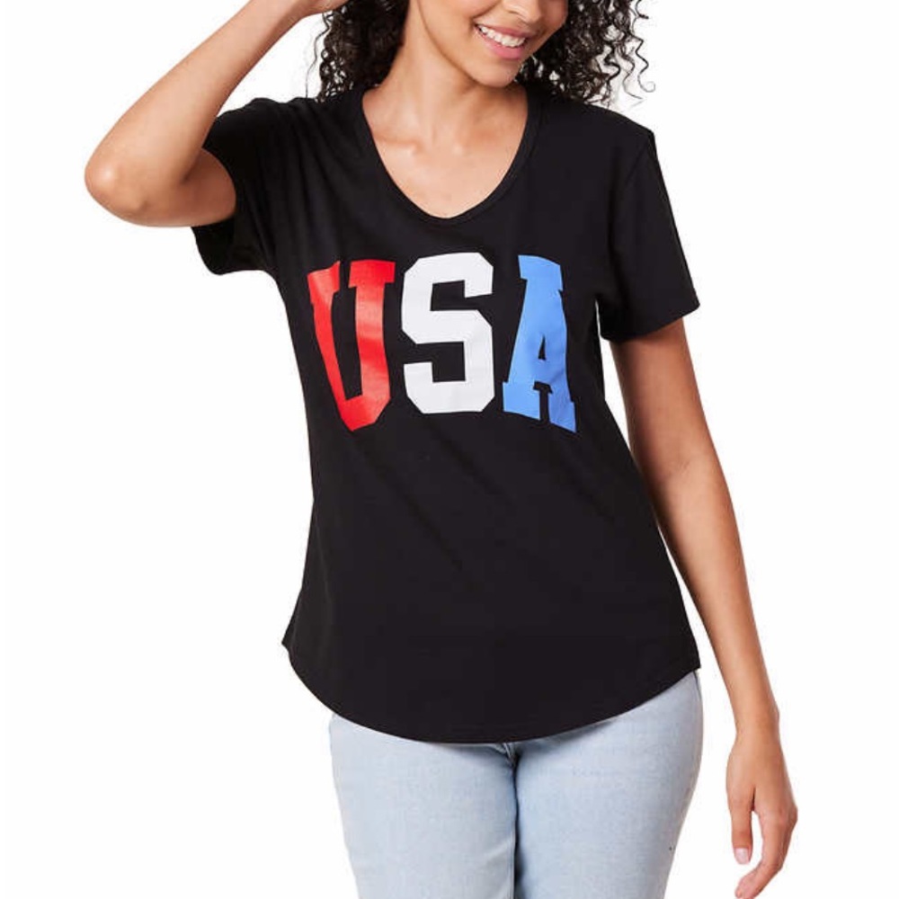 General Standard Ladies' black Americana USA Patriotic Tee
